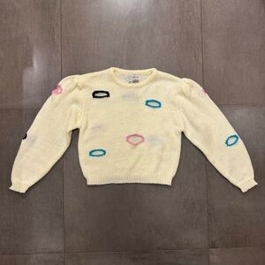 Vintage Cropped Sweater with Vibrant Eye Motif Cutouts